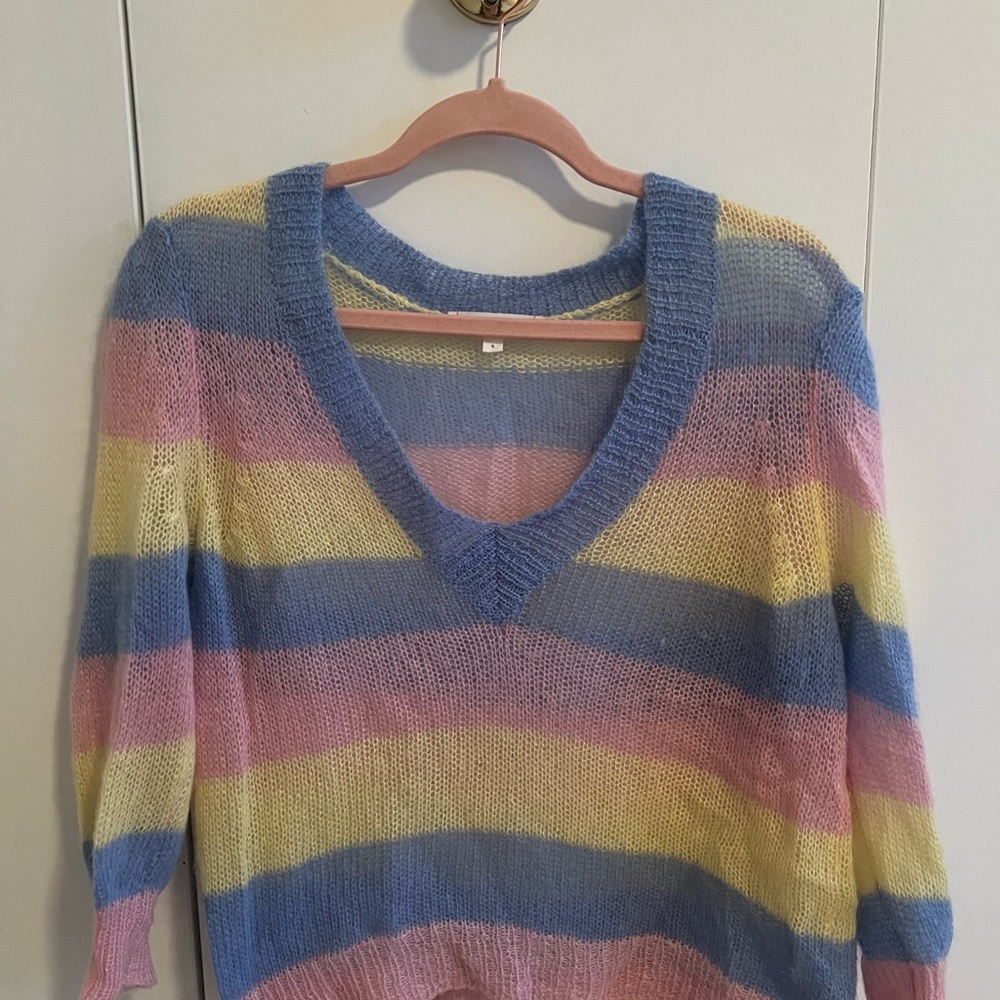 Chinti & Parker Pastel Striped Mohair Sweater